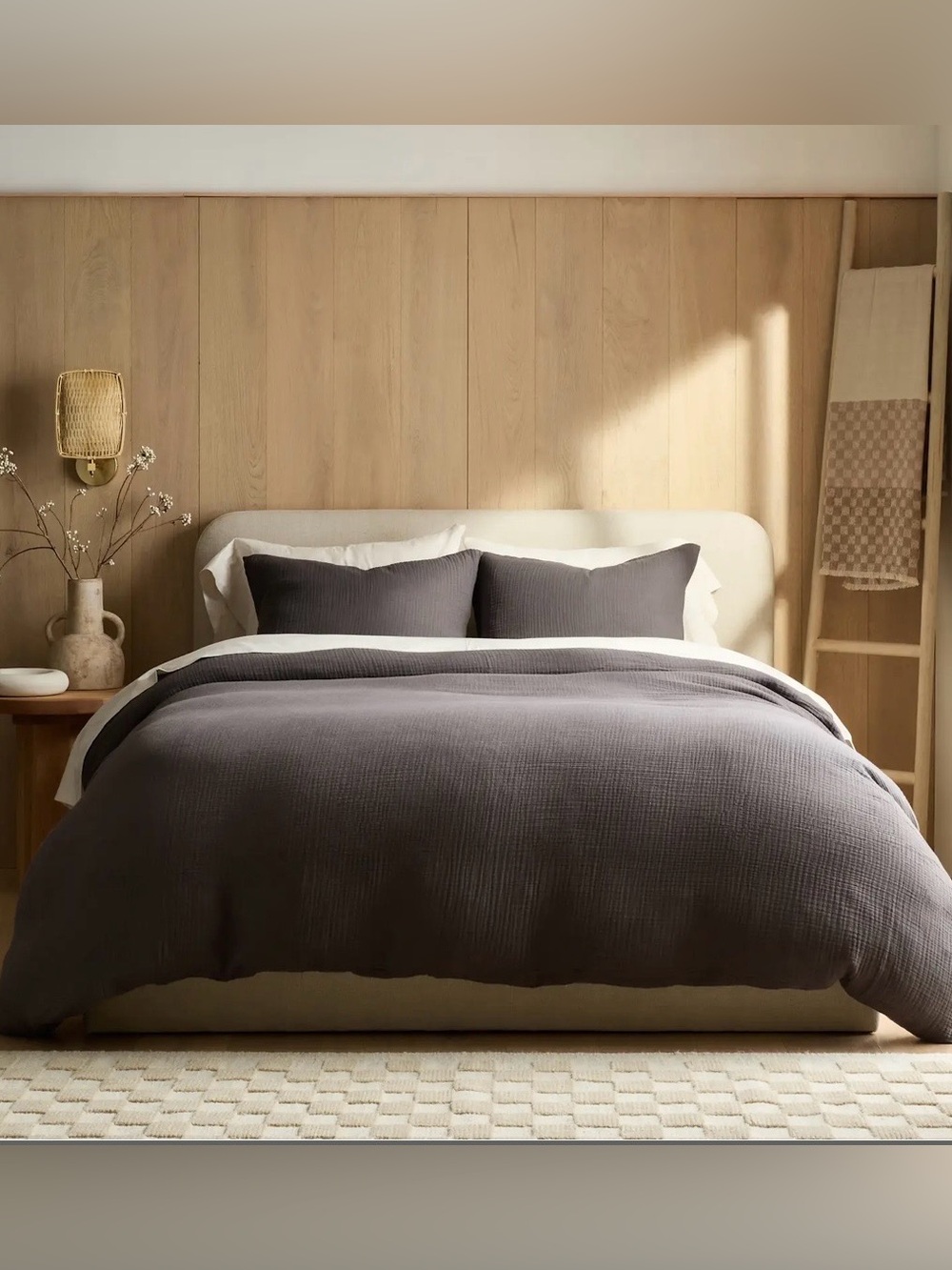 NEW Quince Organic Cotton Gauze Duvet Cover Set, King/Cal (Charcoal)